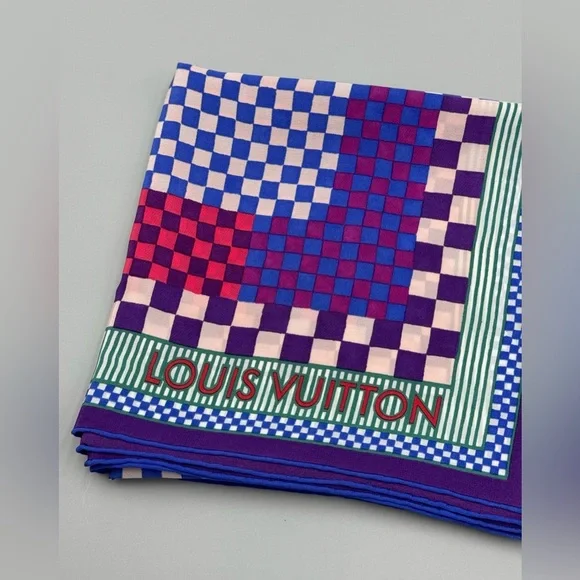 Louis Vuitton Damier Aquarelle Silk Chiffon Scarf - Picture 4 of 5